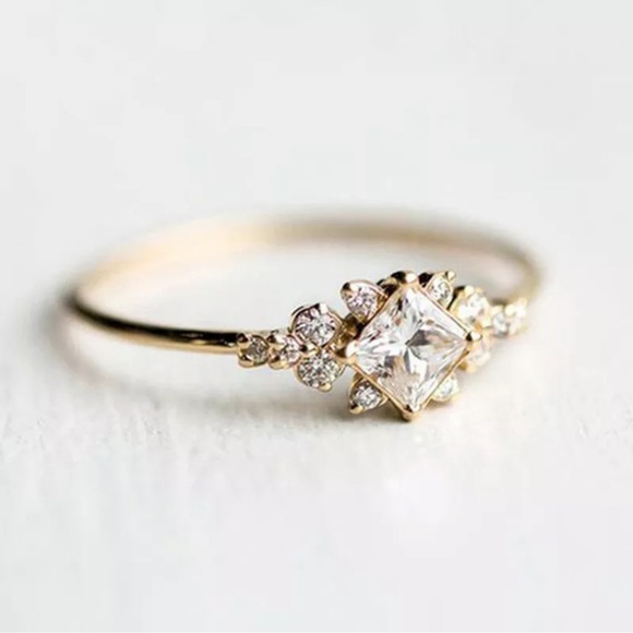 Pretty Yellow Gold Plated RingWomen Cubic Zirconia - Picture 2 of 5